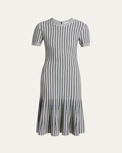 Alexander Mcqueen Mcqueen Jacquard Stripe Trumpet Sweater Dress In Multi