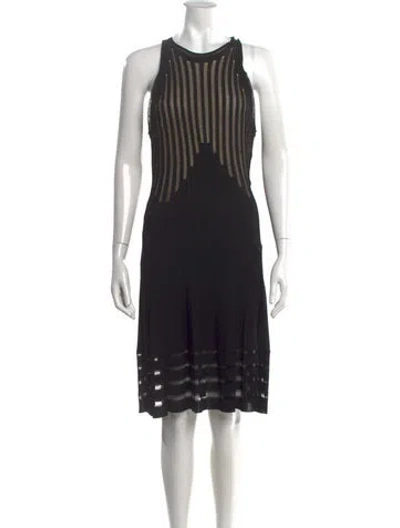 Pre-owned Alexander Mcqueen Striped Knee-length Dress In Black