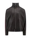 Alexander Mcqueen Leather Jacket With Contrasting Bands In Black