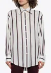 Alexander Mcqueen Alexander Mc Queen Ivory Navy Burgundy Striped Shirt In White