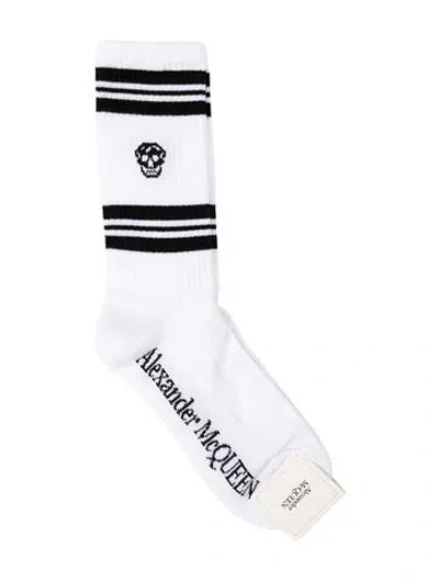 Pre-owned Alexander Mcqueen Striped Long Socks W/tags In White
