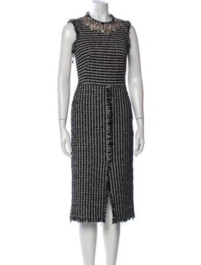 Pre-owned Alexander Mcqueen Striped Midi Length Dress W/ Tags