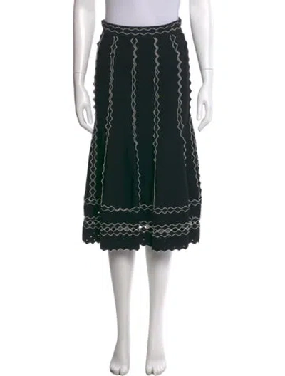 Pre-owned Alexander Mcqueen Striped Midi Length Skirt In Black