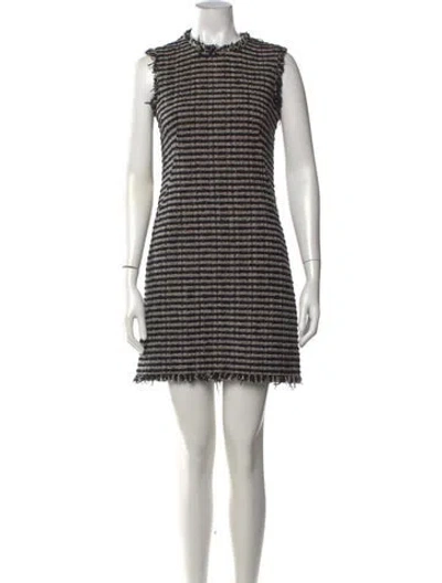 Pre-owned Alexander Mcqueen Striped Mini Dress In Black/neutrals