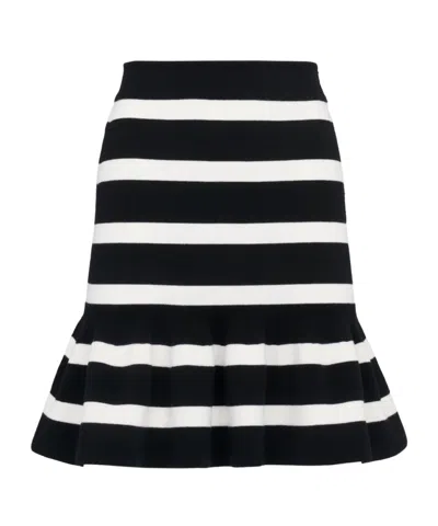 Alexander Mcqueen Striped Mini Skirt In Black
