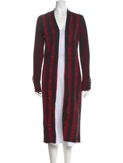 Pre-owned Alexander Mcqueen Striped Open Front Sweater In Burgundy