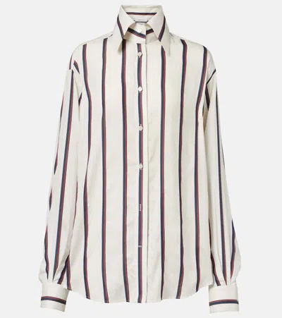 Alexander Mcqueen Alexander Mc Queen Ivory Navy Burgundy Striped Shirt In White