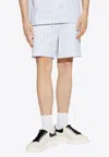 Alexander Mcqueen Striped Pattern Mini Shorts In Blue