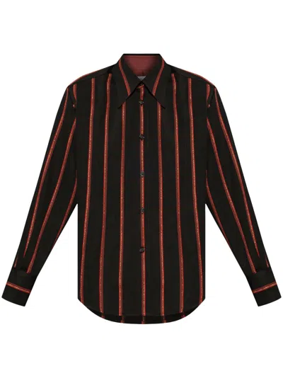 Alexander Mcqueen Striped Buttoned Shirt In Black