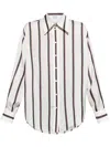 Alexander Mcqueen Alexander Mc Queen Ivory Navy Burgundy Striped Shirt In White