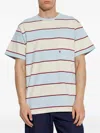 Alexander Mcqueen Inverted Skull Striped T-shirt In Blue
