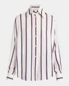 Alexander Mcqueen Alexander Mc Queen Ivory Navy Burgundy Striped Shirt In Misc White