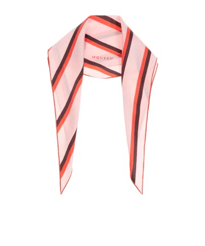 Alexander Mcqueen College Stripe Scarf In Pink