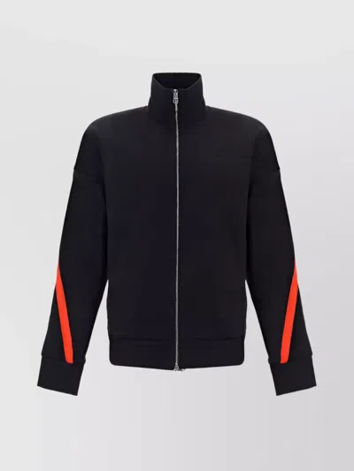 ALEXANDER MCQUEEN STRIPED SLEEVE COTTON HIGH NECK SWEATSHIRT