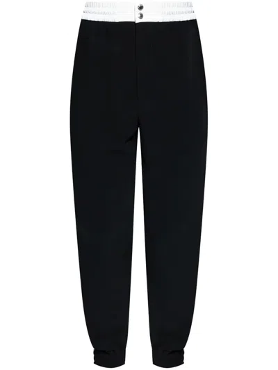 Alexander Mcqueen Striped Cady Track Pants In Black