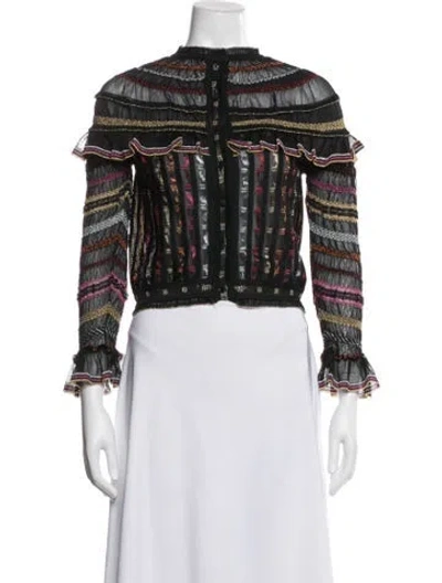 Pre-owned Alexander Mcqueen Striped Turtleneck Sweater In Black/metallic