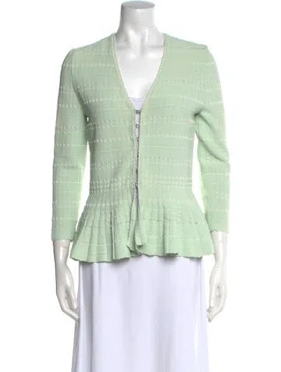 Pre-owned Alexander Mcqueen Striped V-neck Sweater In Green