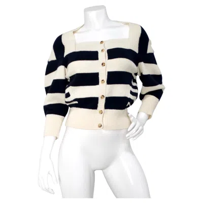 Pre-owned Alexander Mcqueen Striped Wool & Cashmere Blend Button-up Sweater In Sand