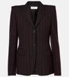 Alexander Mcqueen Pinstripe Single-breasted Jacket In Black