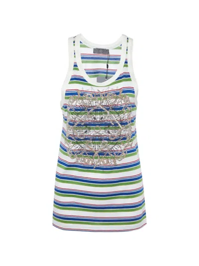 Pre-owned Alexander Mcqueen Striped-pattern Tank Top In White