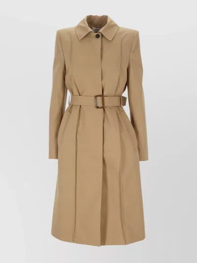 Alexander Mcqueen Alexander Mc Queen Beige Slide Buckle Coat In Brown