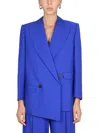 Alexander Mcqueen Double-breasted Structured Jacket With Wide Lapels In Blue