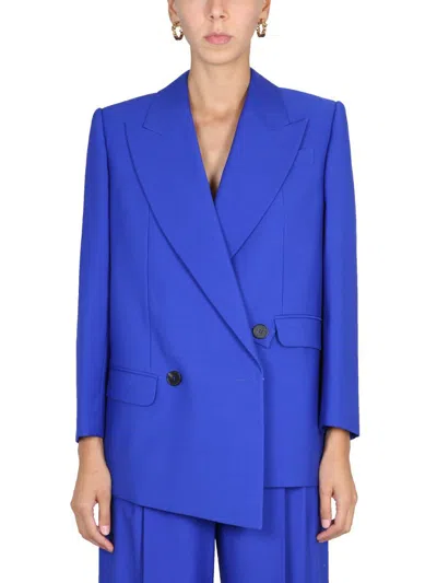 Alexander Mcqueen Structured Double-breasted Jacket In Blue