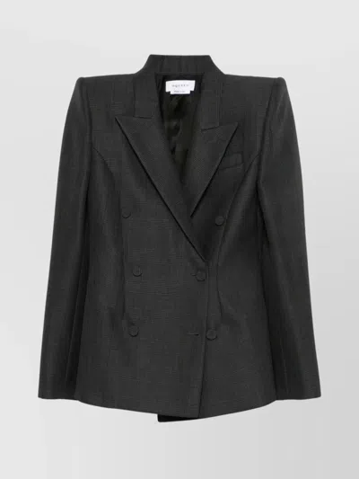 Alexander Mcqueen Structured Double Breasted Jacket With Padded Shoulders In Black