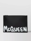 ALEXANDER MCQUEEN STRUCTURED LEATHER CLUTCH WITH CONTRASTING GRAFFITI PRINT