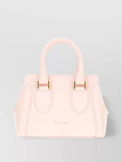 Alexander Mcqueen Structured Leather Tote Bag With Top Handles