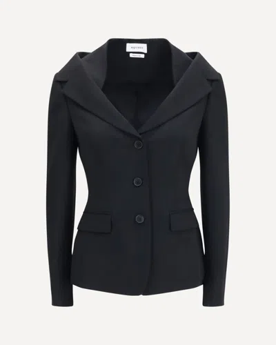 Alexander Mcqueen Structured Off-shoulder Jacket With Harness Details In Black
