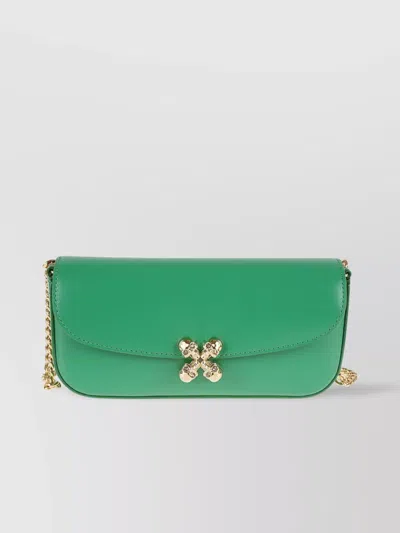 Alexander Mcqueen Structured Skull Flower Chain Strap In Green