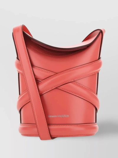 Alexander Mcqueen Structured Strap Bucket Bag In Pink