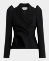 Alexander Mcqueen Structured Stretch Wool Double-breasted Blazer Jacket In Black