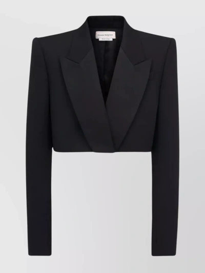 Alexander Mcqueen Structured Wrap Suit Jacket With Wide-leg Trousers In Black
