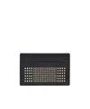 Alexander Mcqueen Black Card-holder With Silver-finished Studs In Leather Man In Black