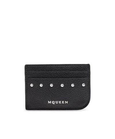 Alexander Mcqueen Stud Embellished Card Holder In Black