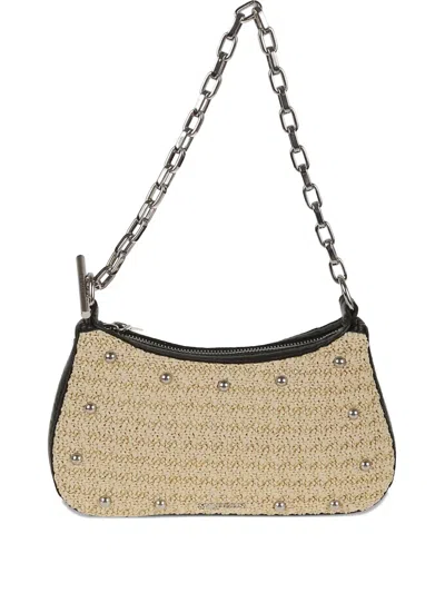 Alexander Mcqueen Stud-embellished Shoulder Bag In Neutrals