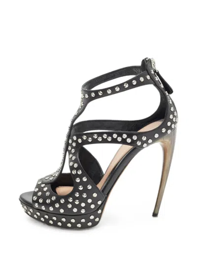 Pre-owned Alexander Mcqueen Studded Cage Sandals In Black