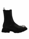 Alexander Mcqueen Ankle Boots With Studs In Black Leather In Negro