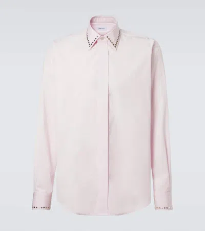 Alexander Mcqueen Studded Cotton Poplin Shirt In Pink