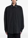 Alexander Mcqueen Studded Cotton Poplin Shirt In Black