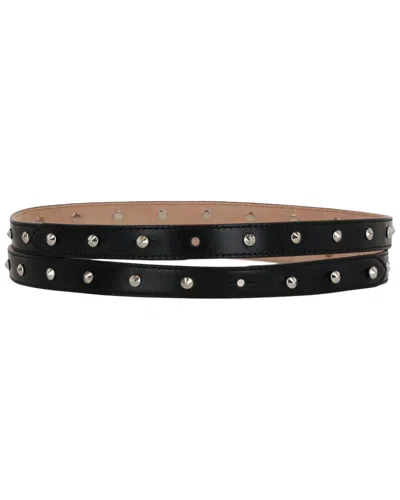 Alexander Mcqueen Studded D Thin Leather Belt In Black