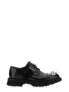 Alexander Mcqueen Studded Strap Derby Loafers In Black