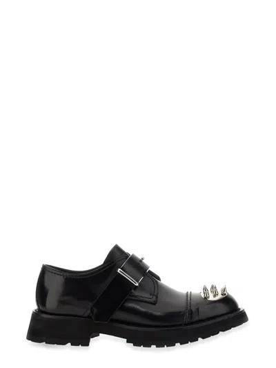 Alexander Mcqueen Studded Derby Shoes In Black/silver