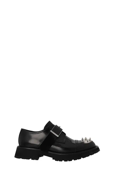 Alexander Mcqueen Studded Derby Shoes In Black