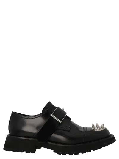 Alexander Mcqueen Studded Derby Shoes In Black