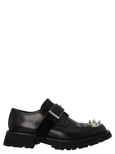 Alexander Mcqueen Studded Derby Shoes Flat Shoes Black