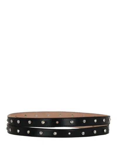 Alexander Mcqueen Studded Double Belt In Black