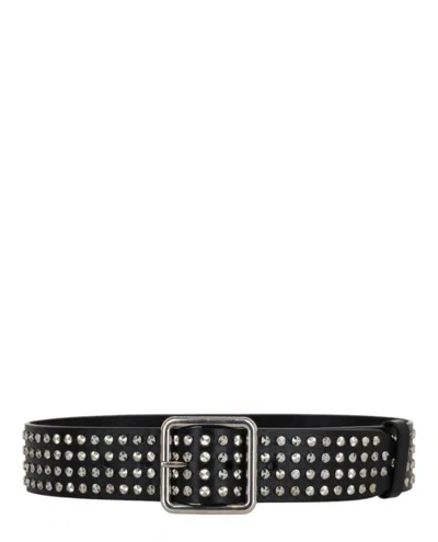 Alexander Mcqueen Studded Leather Belt In Black